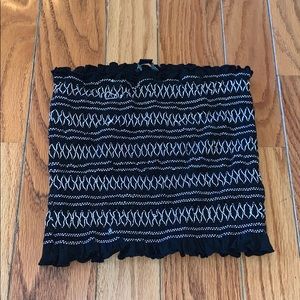 Black and white stitched tube top